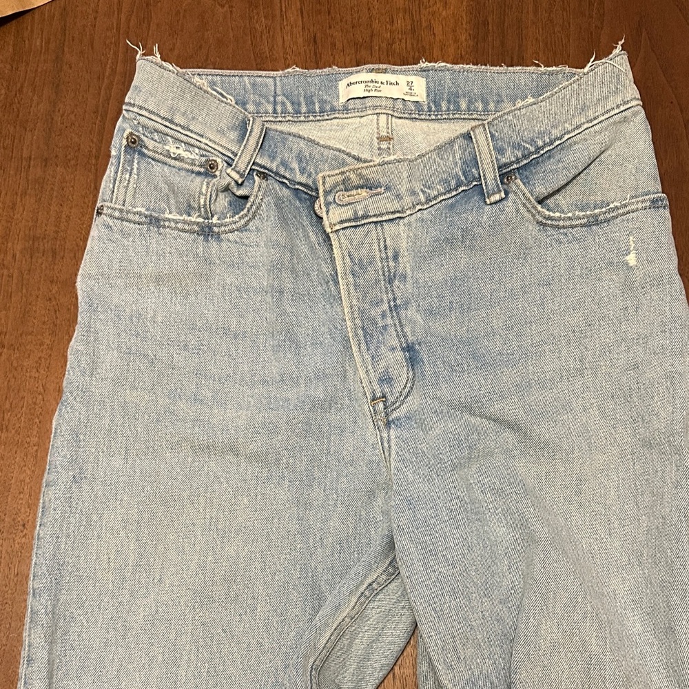 Abercrombie & Fitch asymmetrical waist Light Wash denim Jeans